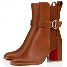 Christian Louboutin CL Chelsea Ankle Boots 70MM in Brown Leather Christian Louboutin CL Chelsea Ankle Boots 70MM in Brown Leather