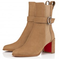 Christian Louboutin CL Chelsea Ankle Boots 70MM in Brown Suede Christian Louboutin CL Chelsea Ankle Boots 70MM in Brown Suede