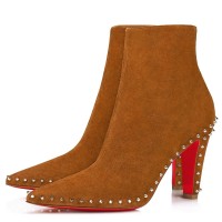 Christian Louboutin Vidura Ankle Boots 85mm in Brown Suede Leather Christian Louboutin Vidura Ankle Boots 85mm in Brown Suede Leather