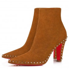 Christian Louboutin Vidura Ankle Boots 85mm in Brown Suede Leather Christian Louboutin Vidura Ankle Boots 85mm in Brown Suede Leather
