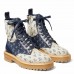 Jimmy Choo Cora Flat Combat Boots In Monogram Jacquard Jimmy Choo Cora Flat Combat Boots In Monogram Jacquard