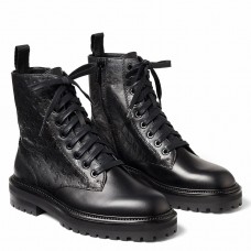 Jimmy Choo Cora Flat Combat Boots In Black Leather Jimmy Choo Cora Flat Combat Boots In Black Leather