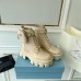 Prada Monolith Boots in Beige Leather and Nylon Fabric Prada Monolith Boots in Beige Leather and Nylon Fabric