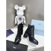 Prada Ankle Boots in Black Brushed Leather and Nylon Prada Ankle Boots in Black Brushed Leather and Nylon