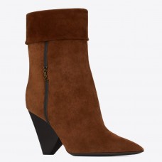 Saint Laurent Niki Ankle Boots in Brown Suede Leather Saint Laurent Niki Ankle Boots in Brown Suede Leather