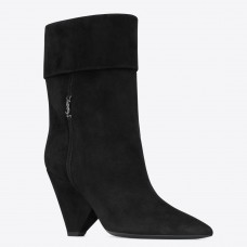 Saint Laurent Niki Ankle Boots in Black Suede Leather Saint Laurent Niki Ankle Boots in Black Suede Leather