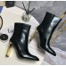 Saint Laurent Auteuil Ankle Boots in Black Glazed Leather Saint Laurent Auteuil Ankle Boots in Black Glazed Leather