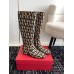 Valentino VLogo Type Knee Boots in Black Toile Iconographe fabric Valentino VLogo Type Knee Boots in Black Toile Iconographe fabric