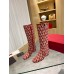 Valentino VLogo Type Knee Boots in Red Toile Iconographe fabric Valentino VLogo Type Knee Boots in Red Toile Iconographe fabric