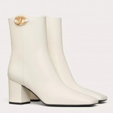 Valentino VLogo The Bold Edition Ankle Boots 70mm in White Calfskin Valentino VLogo The Bold Edition Ankle Boots 70mm in White Calfskin