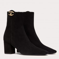 Valentino VLogo The Bold Edition Ankle Boots 70mm in Black Suede Leather Valentino VLogo The Bold Edition Ankle Boots 70mm in Black Suede Leather