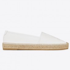 Saint Laurent Monogram Espadrilles In White Lambskin Saint Laurent Monogram Espadrilles In White Lambskin