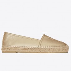 Saint Laurent Monogram Espadrilles In Gold Lambskin Saint Laurent Monogram Espadrilles In Gold Lambskin