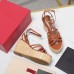 Valentino Raflower Wedge Sandals in Brown Calfskin Valentino Raflower Wedge Sandals in Brown Calfskin