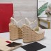 Valentino VLogo Cut-out Espadrille Wedge Sandals in White Leather Valentino VLogo Cut-out Espadrille Wedge Sandals in White Leather