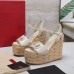 Valentino VLogo Cut-out Espadrille Wedge Sandals in White Leather Valentino VLogo Cut-out Espadrille Wedge Sandals in White Leather