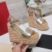 Valentino VLogo Cut-out Espadrille Wedge Sandals in Gold Metallic Leather Valentino VLogo Cut-out Espadrille Wedge Sandals in Gold Metallic Leather