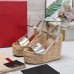 Valentino VLogo Cut-out Espadrille Wedge Sandals in Gold Metallic Leather Valentino VLogo Cut-out Espadrille Wedge Sandals in Gold Metallic Leather