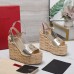 Valentino VLogo Cut-out Espadrille Wedge Sandals in Gold Metallic Leather Valentino VLogo Cut-out Espadrille Wedge Sandals in Gold Metallic Leather