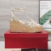 Valentino Raflower Wedge Sandals in White Calfskin Valentino Raflower Wedge Sandals in White Calfskin