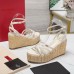 Valentino Raflower Wedge Sandals in White Calfskin Valentino Raflower Wedge Sandals in White Calfskin