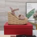Valentino VLogo Cut-out Espadrille Wedge Sandals in Beige Leather Valentino VLogo Cut-out Espadrille Wedge Sandals in Beige Leather