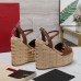 Valentino VLogo Cut-out Espadrille Wedge Sandals in Brown Leather Valentino VLogo Cut-out Espadrille Wedge Sandals in Brown Leather