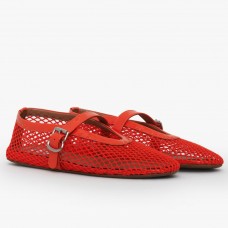Alaia Ballet Flats in Red Mesh with Patent Leather Alaia Ballet Flats in Red Mesh with Patent Leather