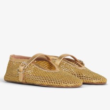 Alaia Ballet Flats in Gold Mesh with Metallic Leather Alaia Ballet Flats in Gold Mesh with Metallic Leather