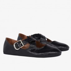 Alaia Criss Cross Ballet Flats in Black Leather Alaia Criss Cross Ballet Flats in Black Leather