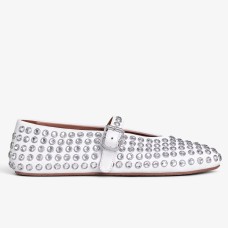 Alaia Ballet Flats in White Lambskin with Strass Alaia Ballet Flats in White Lambskin with Strass