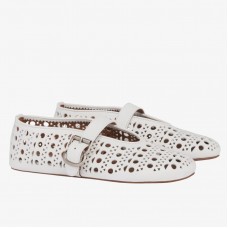 Alaia Ballet Flats in White Vienne Lambskin Alaia Ballet Flats in White Vienne Lambskin