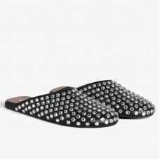 Alaia Mules in Black Lambskin with Strass Alaia Mules in Black Lambskin with Strass