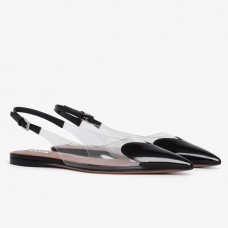 Alaia Le Coeur Slingback Flats in Black Patent Calfskin Alaia Le Coeur Slingback Flats in Black Patent Calfskin