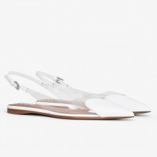 Alaia Le Coeur Slingback Flats in White Patent Calfskin Alaia Le Coeur Slingback Flats in White Patent Calfskin