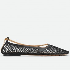 Bottega Veneta Stretch Ballerina Flats In Black Mesh Bottega Veneta Stretch Ballerina Flats In Black Mesh