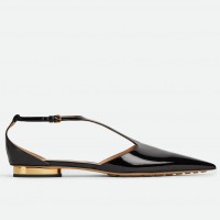 Bottega Veneta Rocket T-Bar Ballerina Flats In Black Patent Leather Bottega Veneta Rocket T-Bar Ballerina Flats In Black Patent Leather