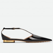 Bottega Veneta Rocket T-Bar Ballerina Flats In Black Patent Leather Bottega Veneta Rocket T-Bar Ballerina Flats In Black Patent Leather
