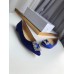 Manolo Blahnik Hangisi Flats In Blue Satin with Crystal Buckle Manolo Blahnik Hangisi Flats In Blue Satin with Crystal Buckle