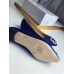 Manolo Blahnik Hangisi Flats In Blue Satin with Crystal Buckle Manolo Blahnik Hangisi Flats In Blue Satin with Crystal Buckle