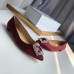 Manolo Blahnik Hangisi Flats In Bordeaux Satin with Crystal Buckle Manolo Blahnik Hangisi Flats In Bordeaux Satin with Crystal Buckle