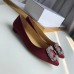 Manolo Blahnik Hangisi Flats In Bordeaux Satin with Crystal Buckle Manolo Blahnik Hangisi Flats In Bordeaux Satin with Crystal Buckle
