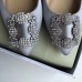 Manolo Blahnik Hangisi Flats In Grey Satin with Crystal Buckle Manolo Blahnik Hangisi Flats In Grey Satin with Crystal Buckle