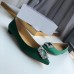 Manolo Blahnik Hangisi Flats In Green Satin with Crystal Buckle Manolo Blahnik Hangisi Flats In Green Satin with Crystal Buckle