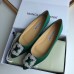 Manolo Blahnik Hangisi Flats In Green Satin with Crystal Buckle Manolo Blahnik Hangisi Flats In Green Satin with Crystal Buckle