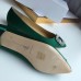 Manolo Blahnik Hangisi Flats In Green Satin with Crystal Buckle Manolo Blahnik Hangisi Flats In Green Satin with Crystal Buckle