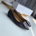 Manolo Blahnik Hangisi Flats In Navy Satin with Crystal Buckle Manolo Blahnik Hangisi Flats In Navy Satin with Crystal Buckle