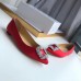 Manolo Blahnik Hangisi Flats In Red Satin with Crystal Buckle Manolo Blahnik Hangisi Flats In Red Satin with Crystal Buckle