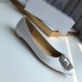Manolo Blahnik Hangisi Flats In White Satin with Crystal Buckle Manolo Blahnik Hangisi Flats In White Satin with Crystal Buckle