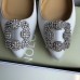 Manolo Blahnik Hangisi Flats In White Satin with Crystal Buckle Manolo Blahnik Hangisi Flats In White Satin with Crystal Buckle